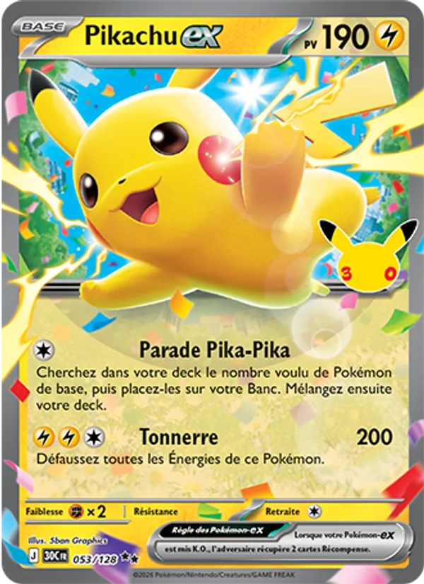 Pikachu-ex (30ᵉ Anniversaire #053/128)