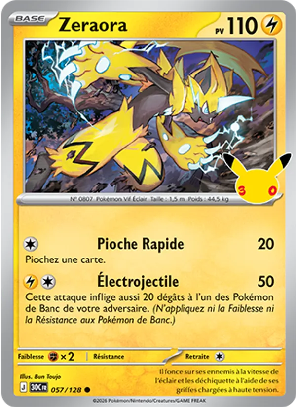 Zeraora (30ᵉ Anniversaire #057/128)