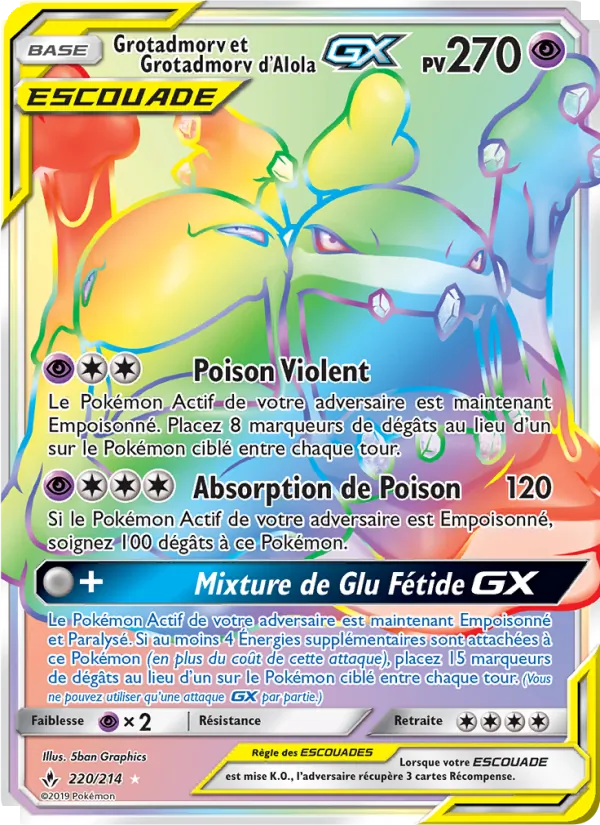 Grotadmorv et Grotadmorv d’Alola GX (Unbroken Bonds #220/214)