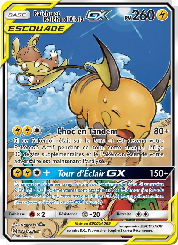 Raichu et Raichu d’Alola GX (Harmonie des Esprits #221/236)