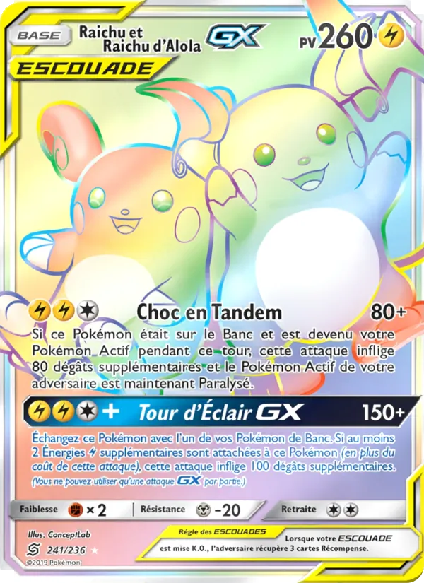 Raichu et Raichu d’Alola GX (Harmonie des Esprits #241/236)