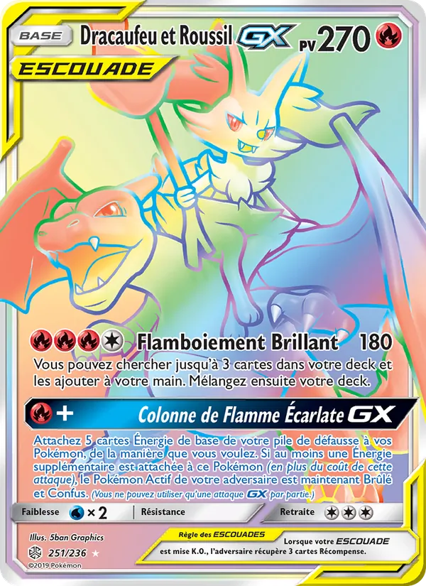 Dracaufeu et Roussil GX (Cosmic Eclipse #251/236)