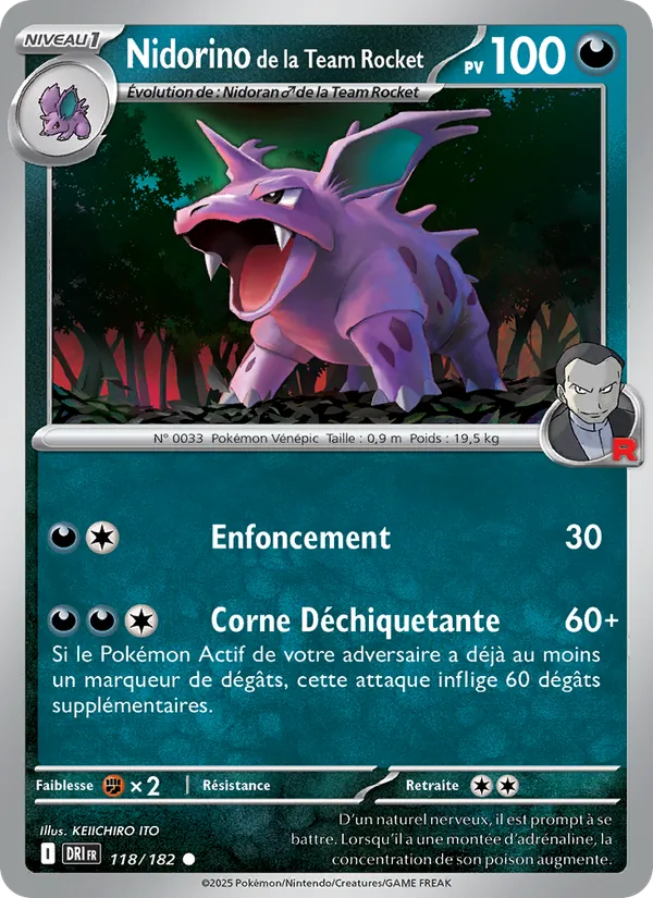 Nidorino de la Team Rocket (Destined Rivals #118/182)