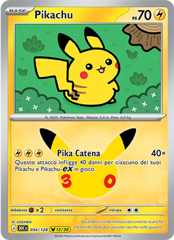 Pikachu (30th Celebration #034/128)