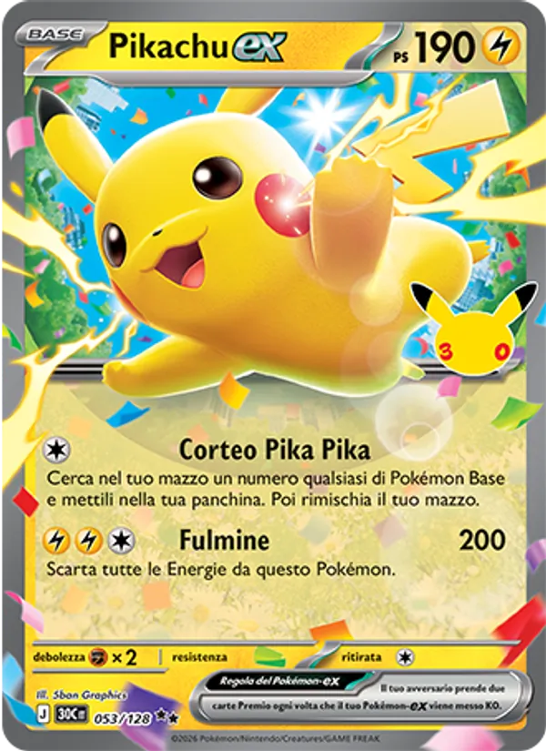 Pikachu-ex (30° Anniversario #053/128)