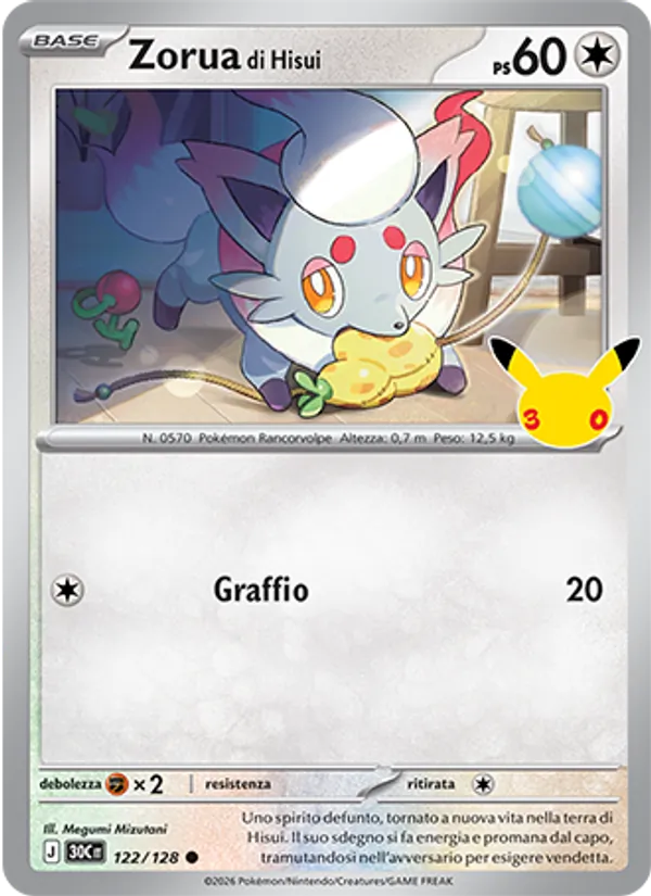 Zorua di Hisui (30° Anniversario #122/128)