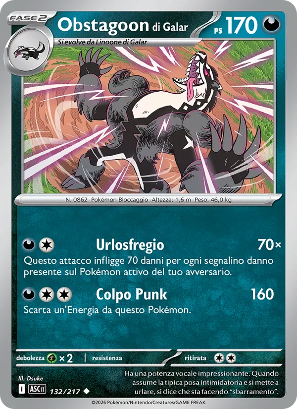 Obstagoon di Galar (Ascesa Eroica #132/217)