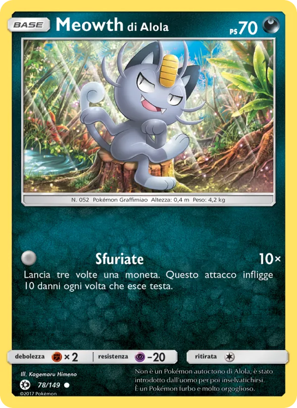 Meowth di Alola (Sun & Moon #78/149)