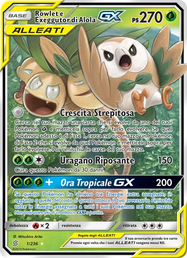 Rowlet e Exeggutor di Alola GX (Sintonia Mentale #1/236)
