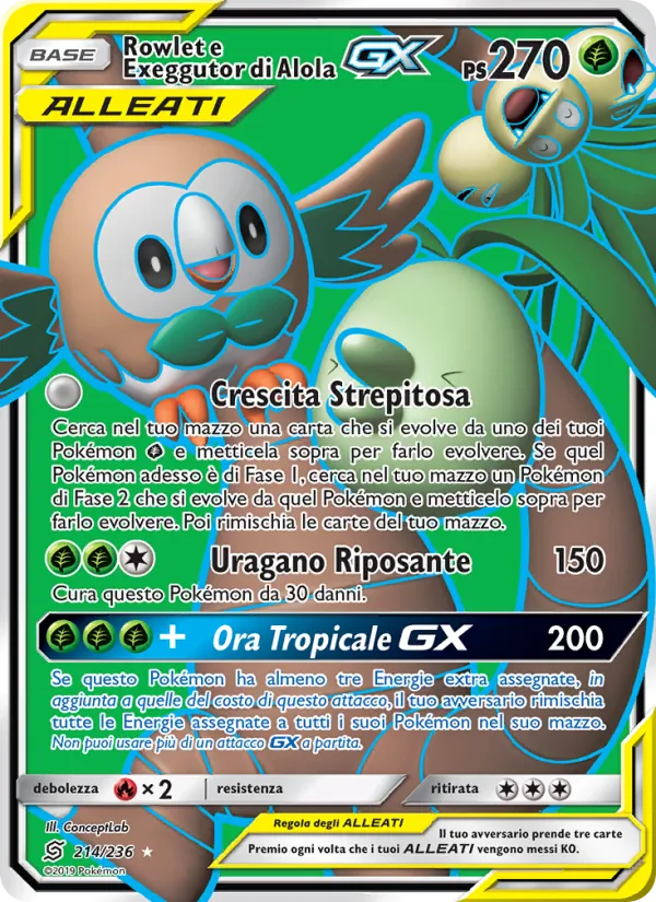 Rowlet e Exeggutor di Alola GX (Sintonia Mentale #214/236)