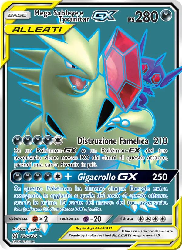 Mega Sableye e Tyranitar GX (Sintonia Mentale #225/236)