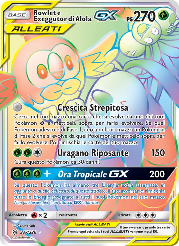 Rowlet e Exeggutor di Alola GX (Sintonia Mentale #237/236)