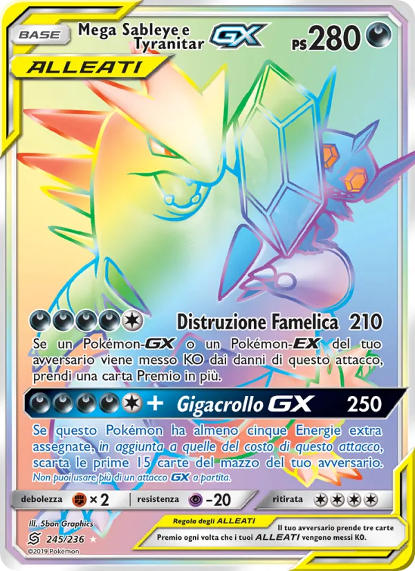 Mega Sableye e Tyranitar GX (Sintonia Mentale #245/236)