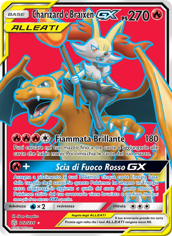 Charizard e Braixen GX (Eclissi Cosmica #212/236)