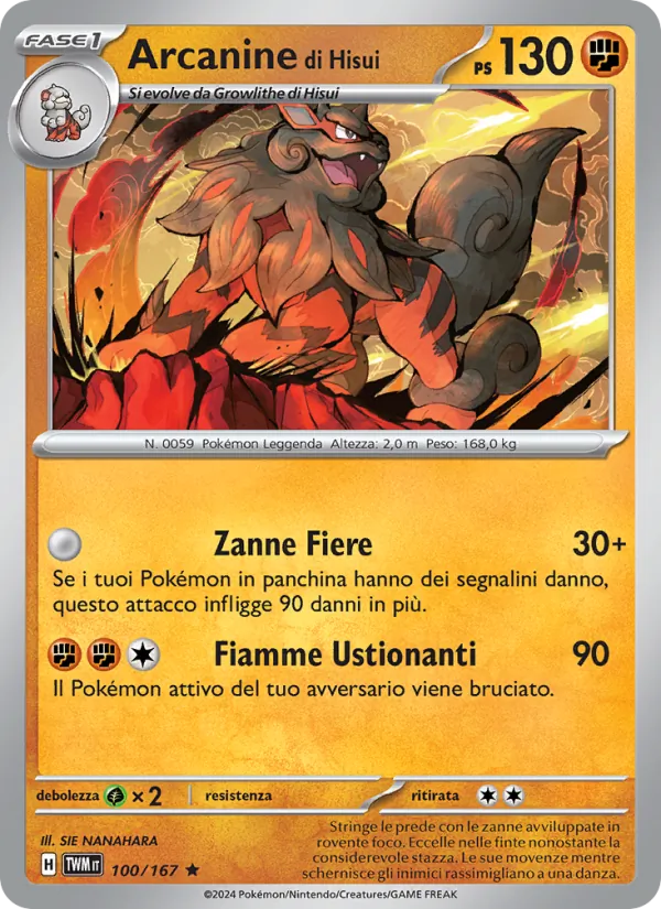 Arcanine di Hisui (Crepuscolo Mascherato #100/167)