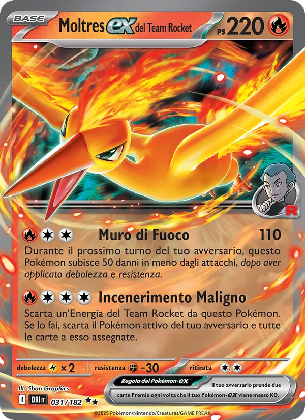 Moltres-ex del Team Rocket (Rivali Predestinati #031/182)