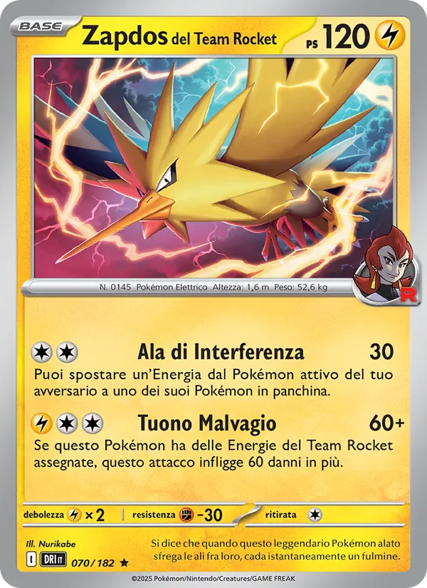 Zapdos del Team Rocket (Rivali Predestinati #070/182)