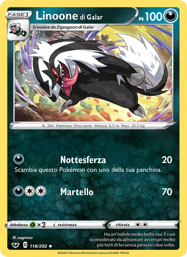 Linoone di Galar (Sword & Shield #118/202)