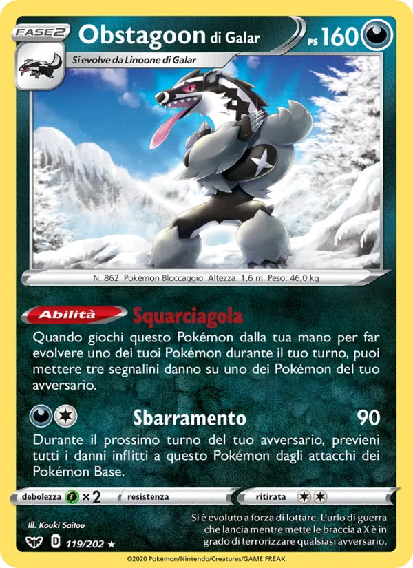 Obstagoon di Galar (Spada e Scudo #119/202)