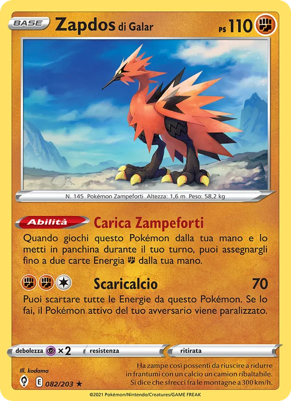 Zapdos di Galar (Evolving Skies #82/203)