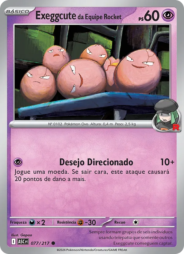 Exeggcute da Equipe Rocket (Ascended Heroes #077/217)