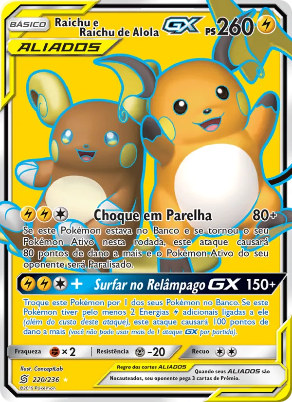 Raichu e Raichu de Alola GX (Unified Minds #220/236)
