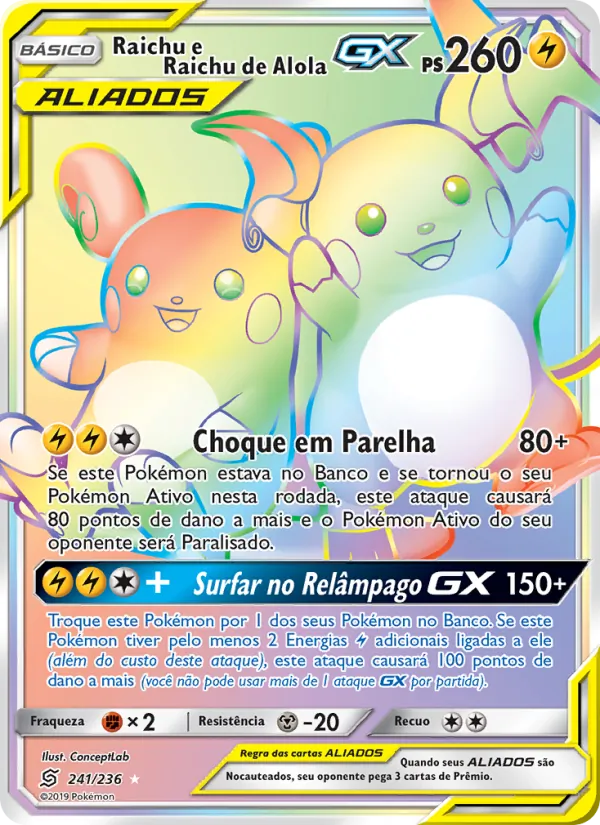 Raichu e Raichu de Alola GX (Unified Minds #241/236)