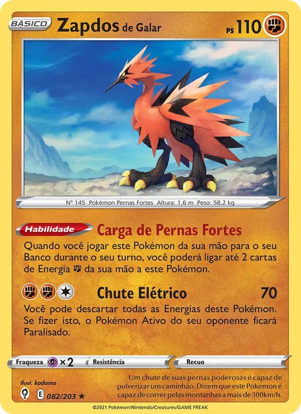 Zapdos de Galar (Evolving Skies #82/203)